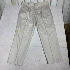 Lee Mens Double Pleat Dress Pants Beige Relaxed Fit Wrinkle Free 40x30 NWT